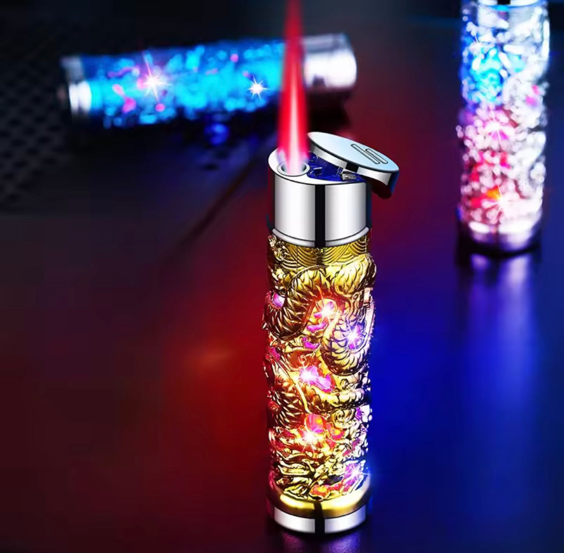 Refillable Dragon Design Torch Lighter, Windproof Butane Red Flame Lighter, Classic Fashionable Lighters Refillable Dragon Design Torch Lighter, Windproof Butane Red Flame Lighter, Classic Fashionable Lighters